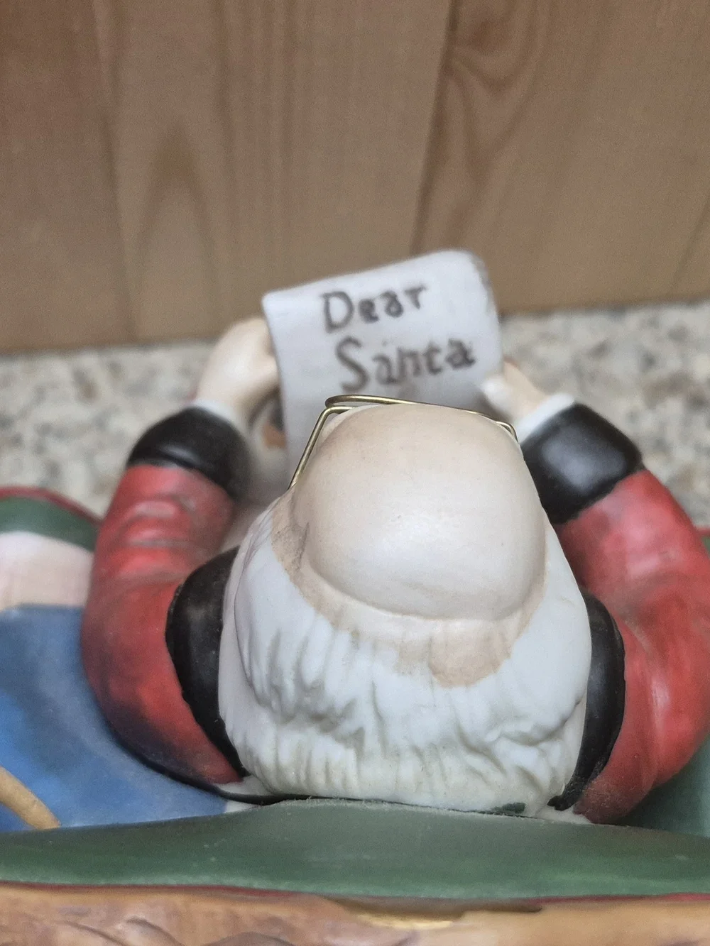 Vintage Musical Santa in Armchair Puppies Reading Letter Plays Here Comes Santa